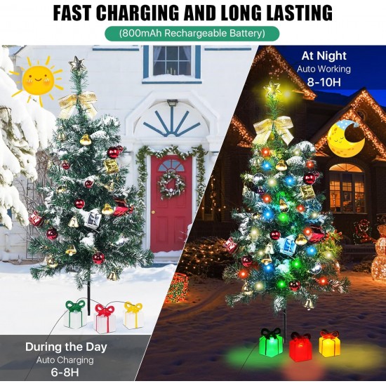 Solar Christmas Tree Decorations Outdoor Lights 2 Pack with ...
